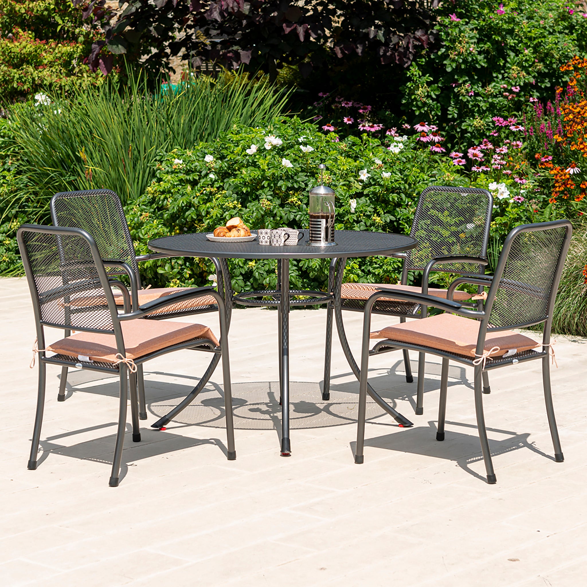 Alexander Rose Portofino 4 Seater Metal Garden Furniture Set With Roun Garden Trends