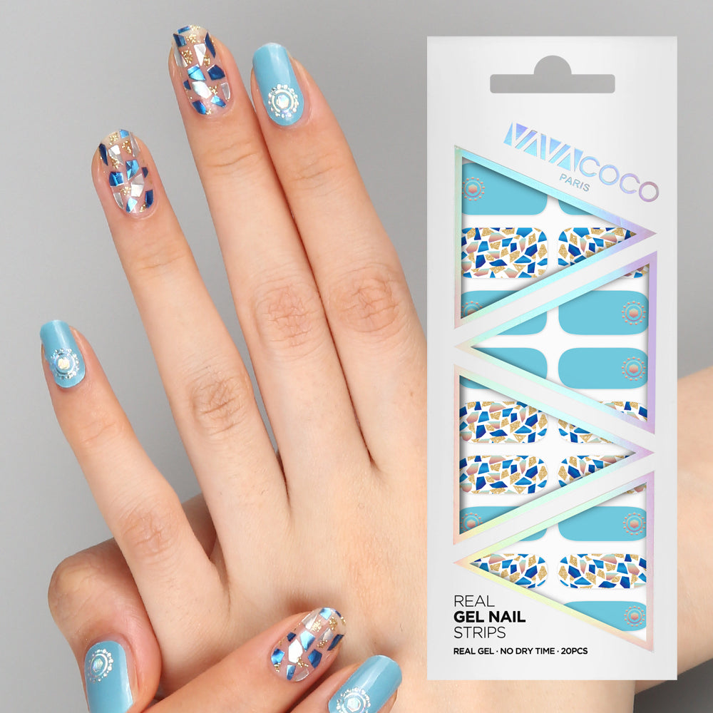 Gel Nail Stickers Mosaic Sky Blue Miel