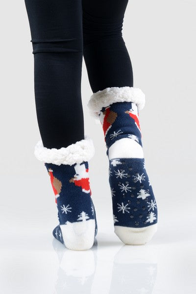 Women S Pug Santa Claus Christmas Slipper Socks Iconoflash