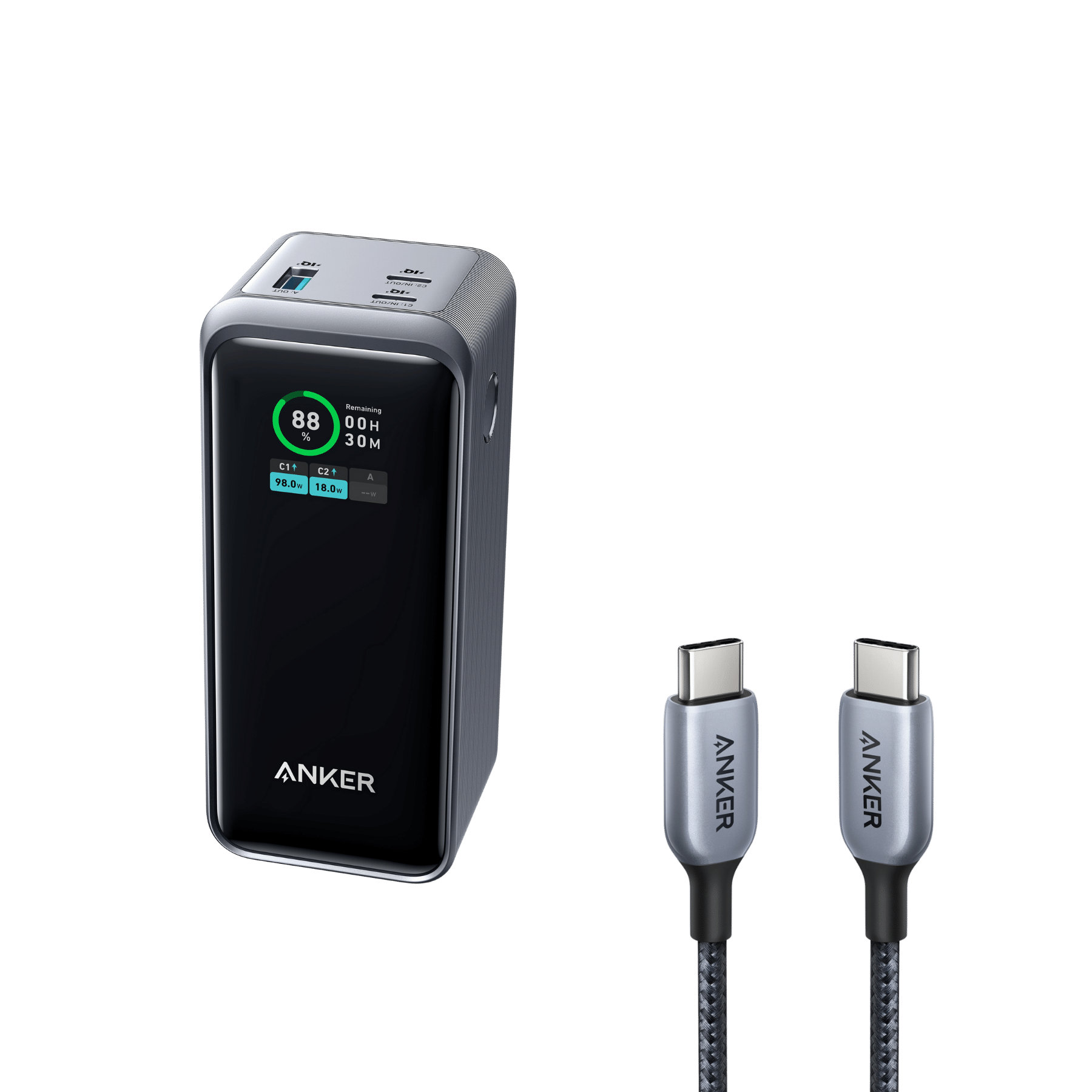 Anker Prime 20,000mAh Power Bank (200W) and Anker 765 USB-C to USB-C Cable (140W, 182cm)