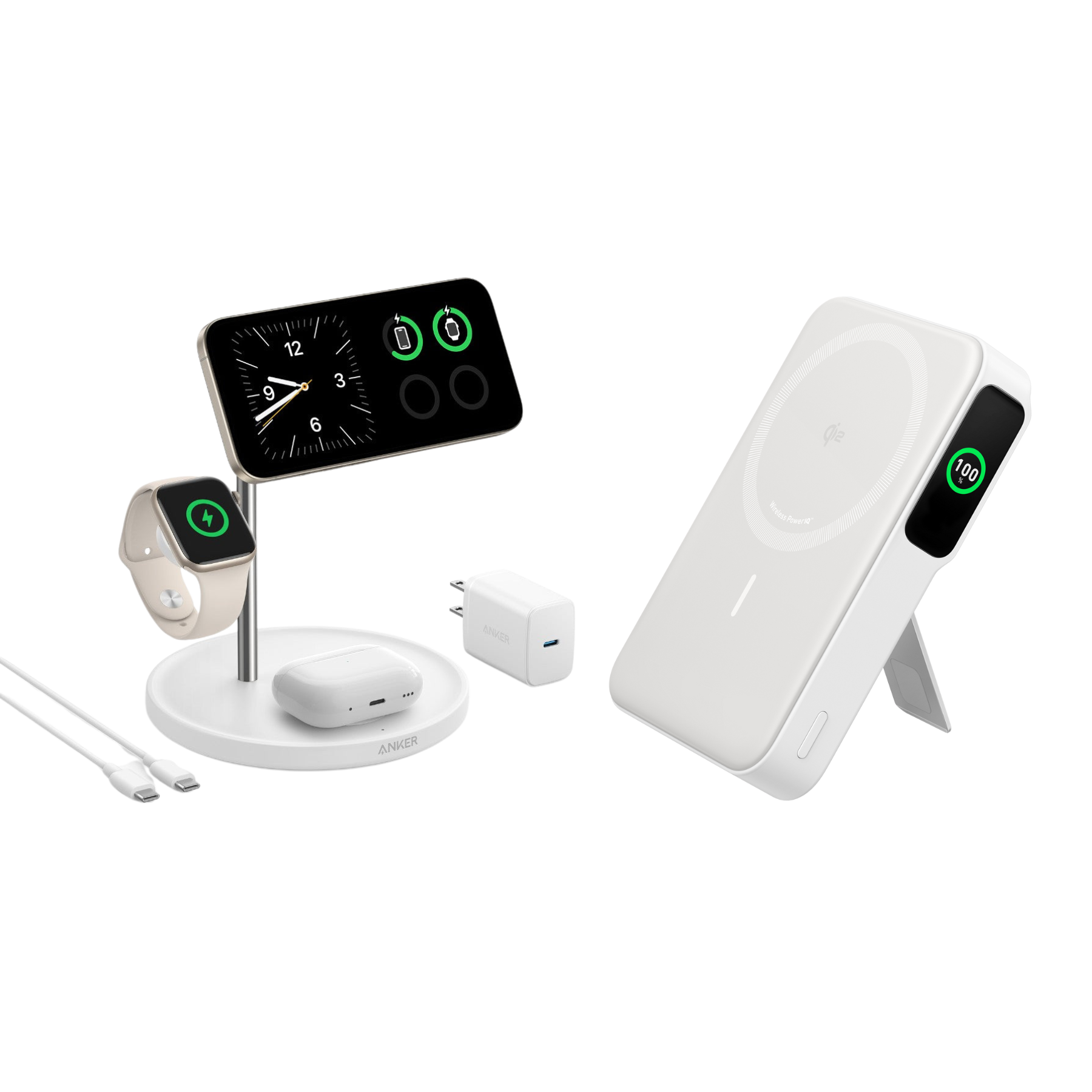 Anker MagGo Wireless Charging Station (3-in-1 Stand) and Anker MagGo Power Bank (10K,15W)