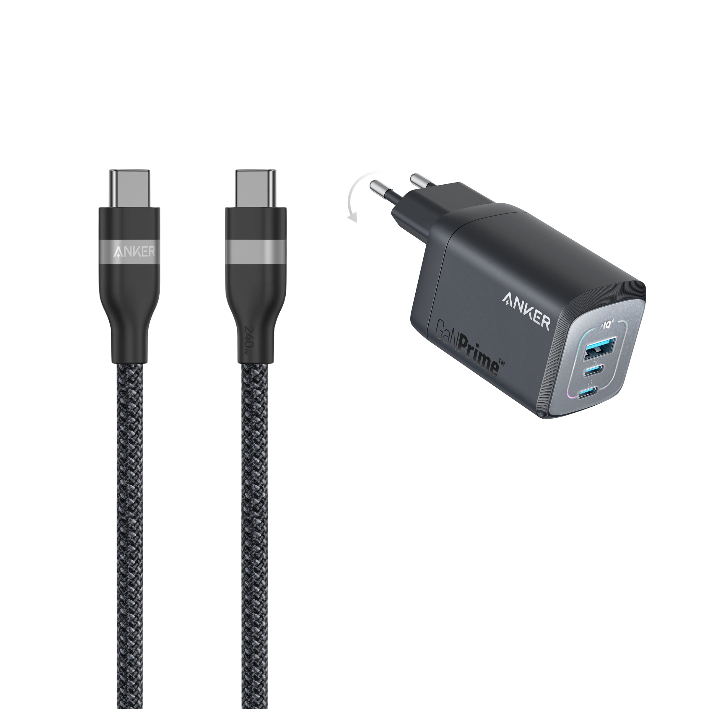 chargeur rapide (3 ports) + Câble  USB-C (240 W)