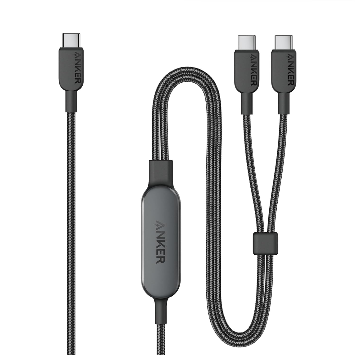 Anker 2-in-1 USB-C to USB-C Cable (4 ft, 140W, Braided）