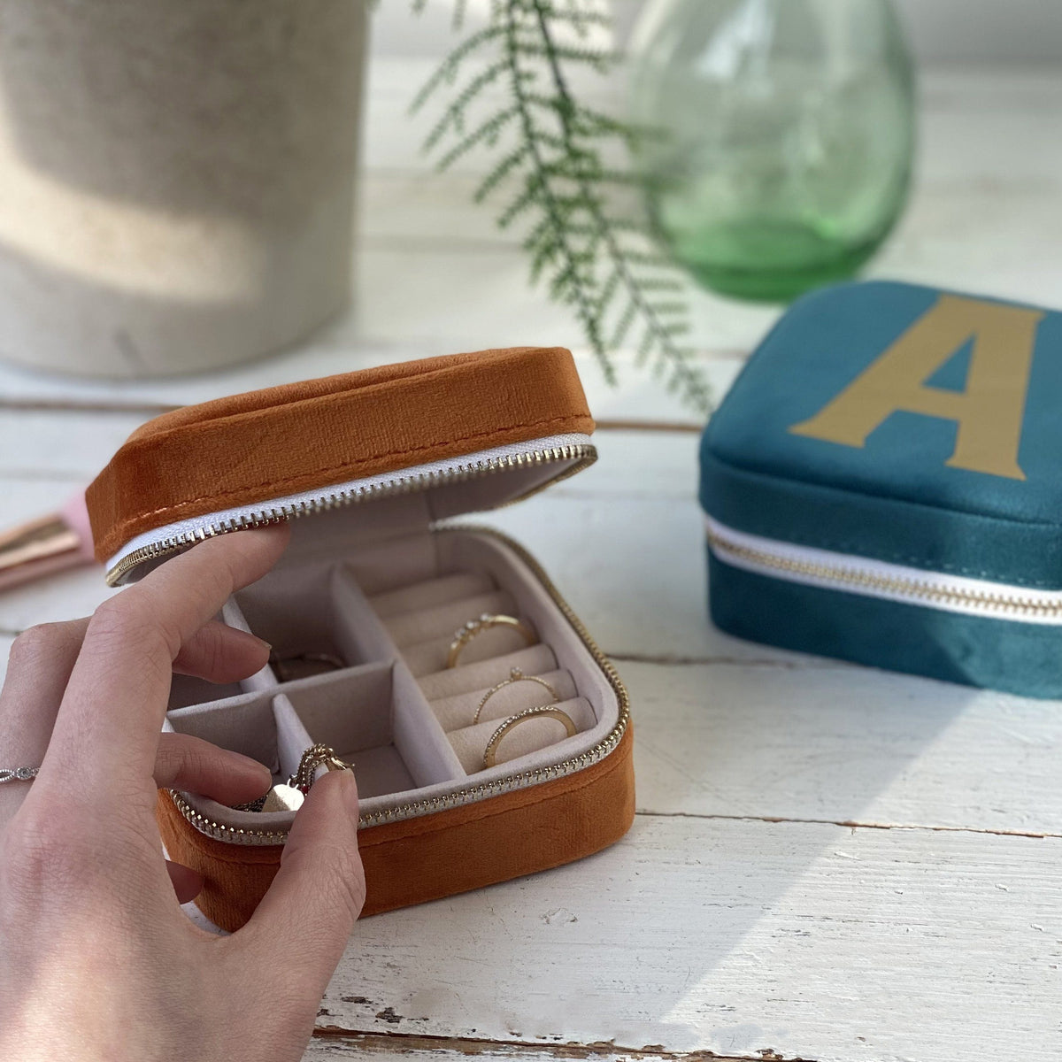 Square Initial Travel Jewellery Box Solesmith