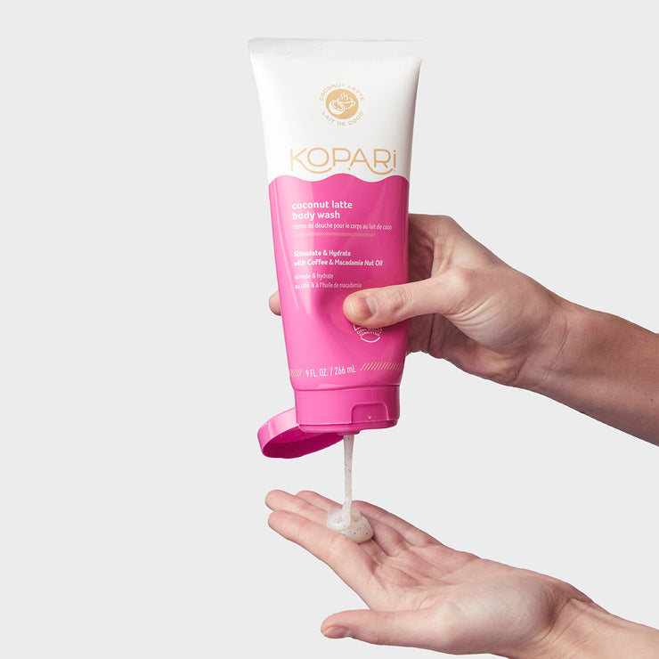 Coconut Latte Energizing Body Wash With Caffeine And Macadamia Seed Oi Kopari Beauty