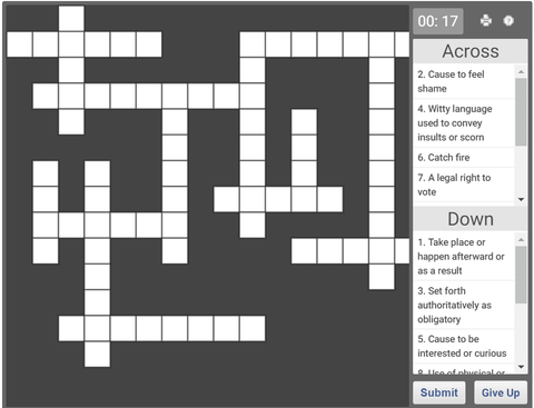 Online Crossword Puzzle On Antonyms And Synonyms Olympiad Tester