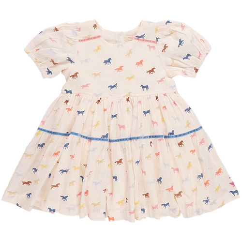 Cotton Charlie Dress - Multi Tiny Horses
