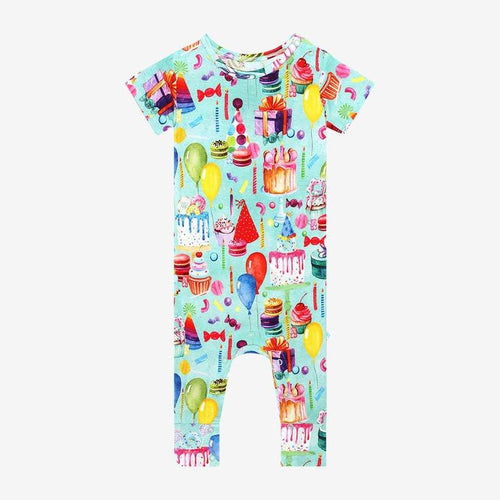 Bamboo Short Sleeve Basic Romper - Happy Birthday