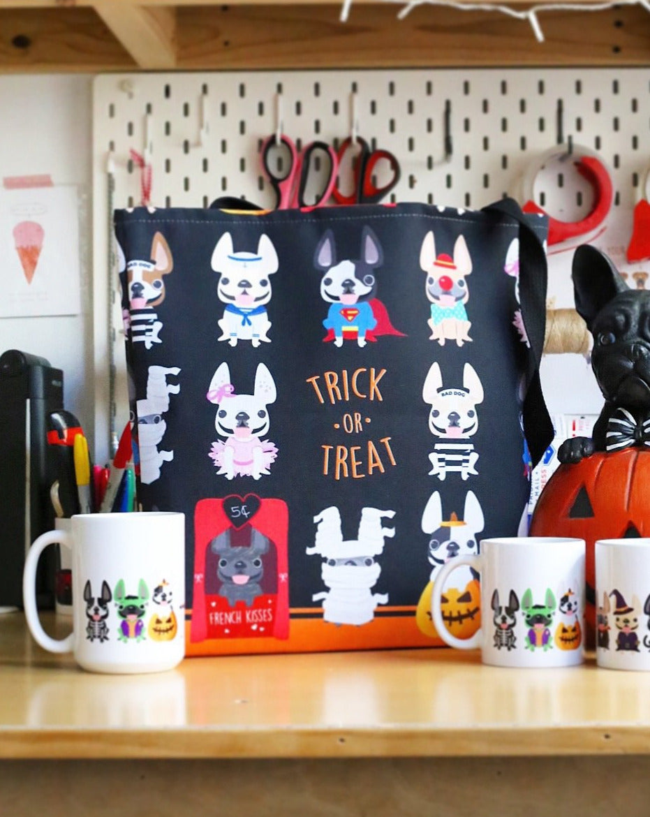 Halloween Trick Or Treat French Bulldog Tote Bag French Bulldog Love