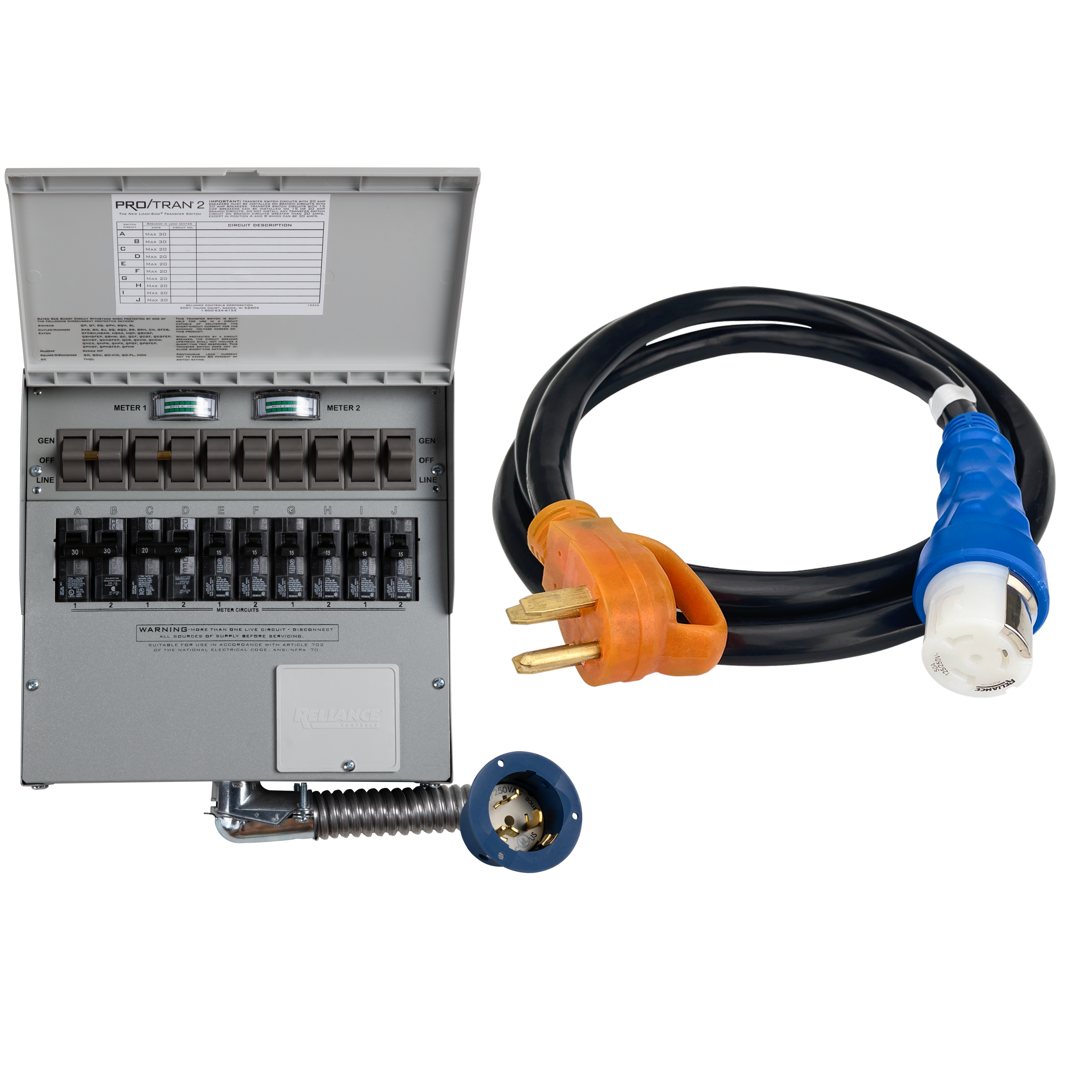 Home Backup Kit (120V/240V, 50 Amp, 10-Circuit Transfer Switch + Cable, For F3800, 2× F3800 Plus)