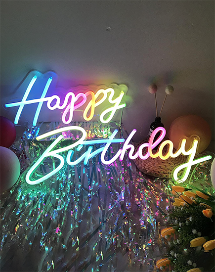 Feast your eyes on this stunning 'Happy Birthday' neon sign from Lamomoneon! This custom neon sign features dazzling RGB neon lights, offering a vibrant and personalized touch to any celebration.