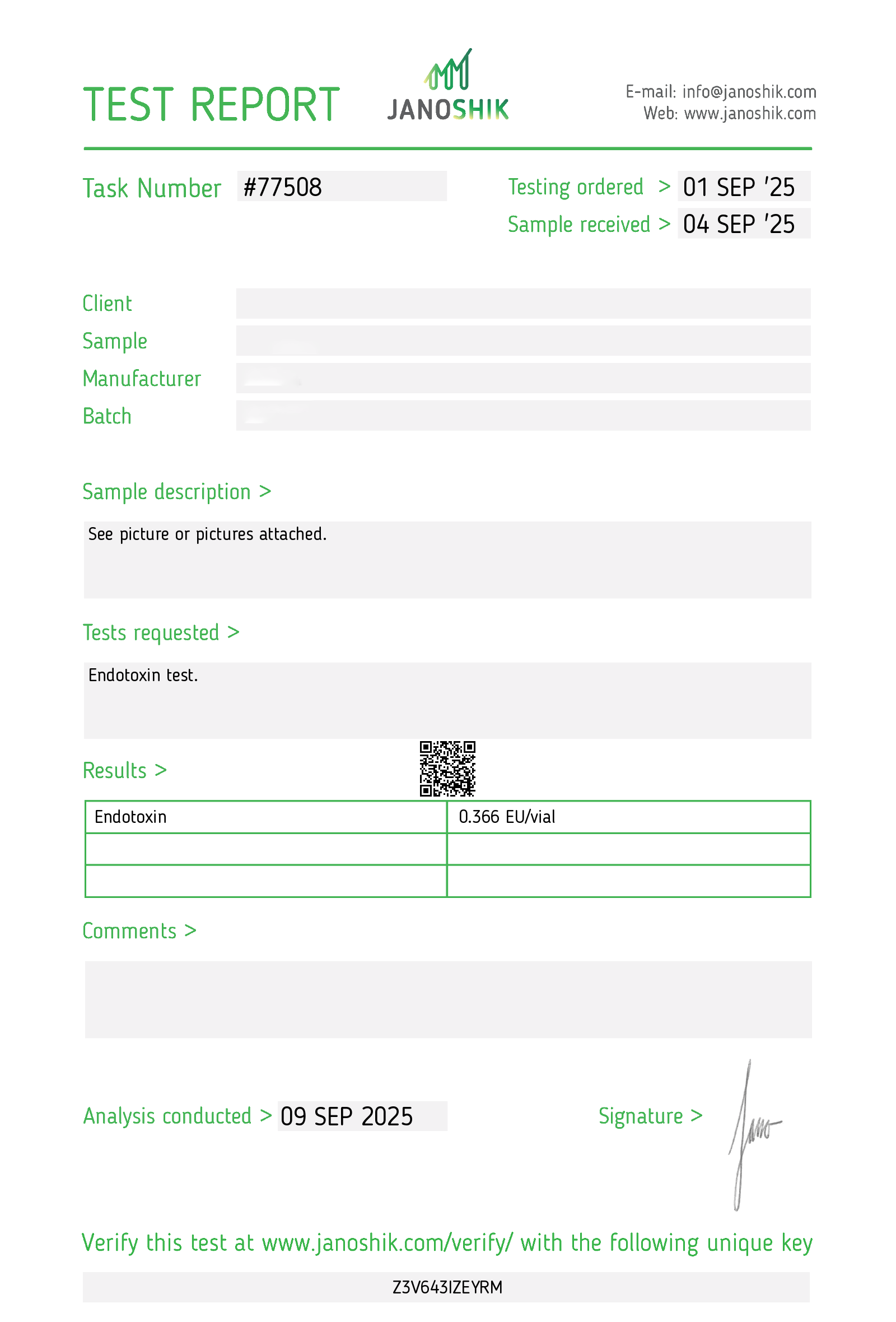 Endotoxin Test Report Example