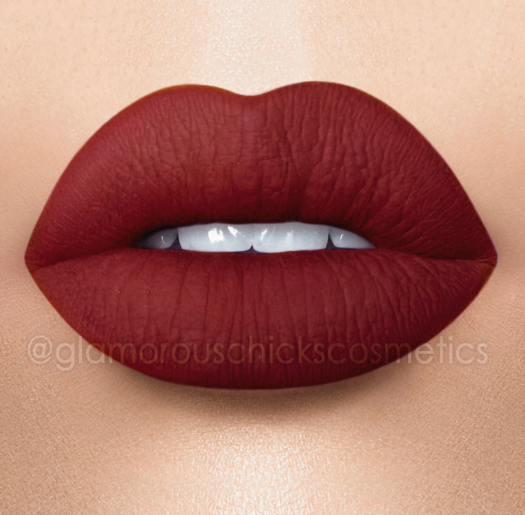 Vamp Waterproof Smudge Proof Transfer Proof And 24 Hour Stay Dark Red Matte Liquid Lipstick