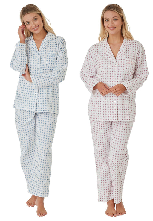 Ladies 100 Double Brushed Cotton Pyjamas Geo Print Sandras Online