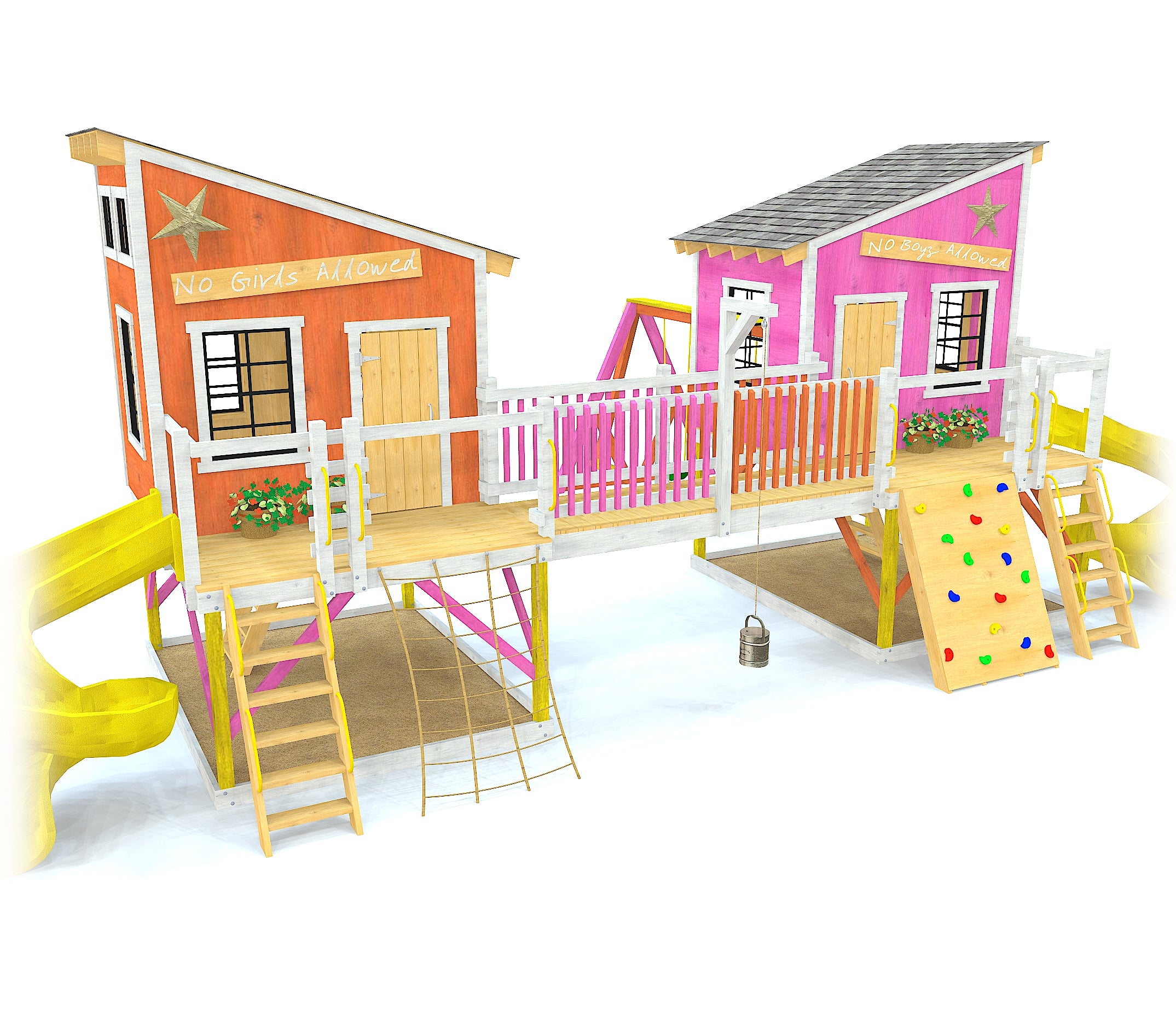 His Hers Playhouse Plan 10x26 Duel Playhouse Diy Design For Kids Paul S Playhouses