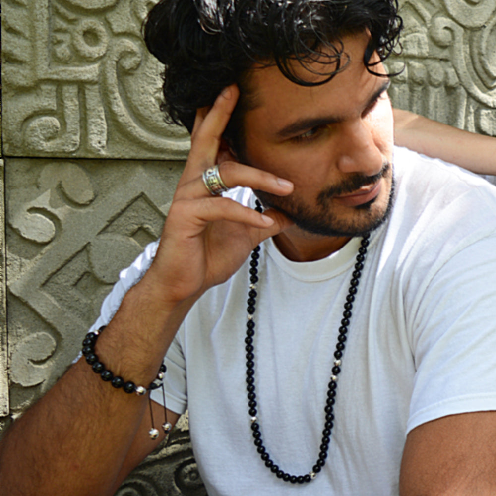 Summit Men S Beaded Necklace Black Onyx Forziani