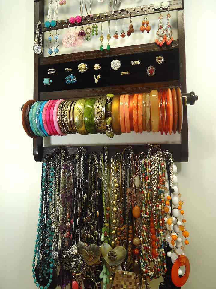 Deluxe Jewelry Organizer Cocoa Brown Oak Earring Organizer Necklace Jewelry Holders For You