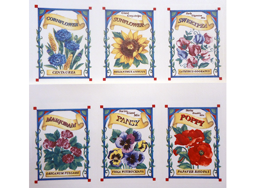 Flowers Seed Packets Ceramic Decals 2086 Captive Decals
