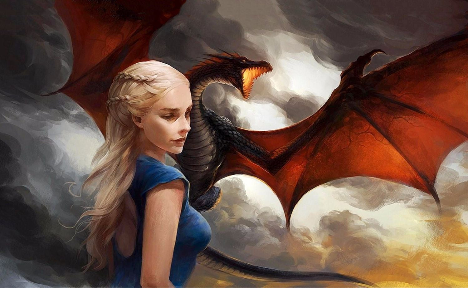 Art From Game Of Thrones Mother Of Dragons Daenerys Targaryen And Drogon Large Art Prints By Hamid Raza Buy Posters Frames Canvas Digital Art Prints Small