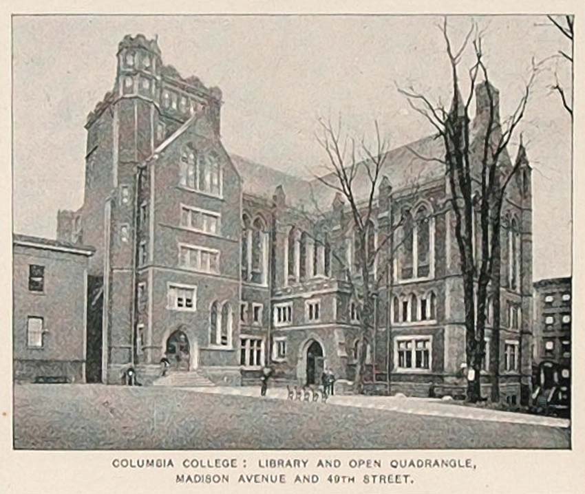 1893 Print Columbia College Library Quadrangle New York Original Histo Period Paper Historic Art Llc