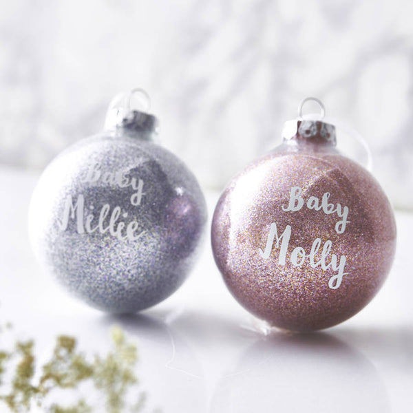 Baby S First Christmas Personalised Glitter Bauble
