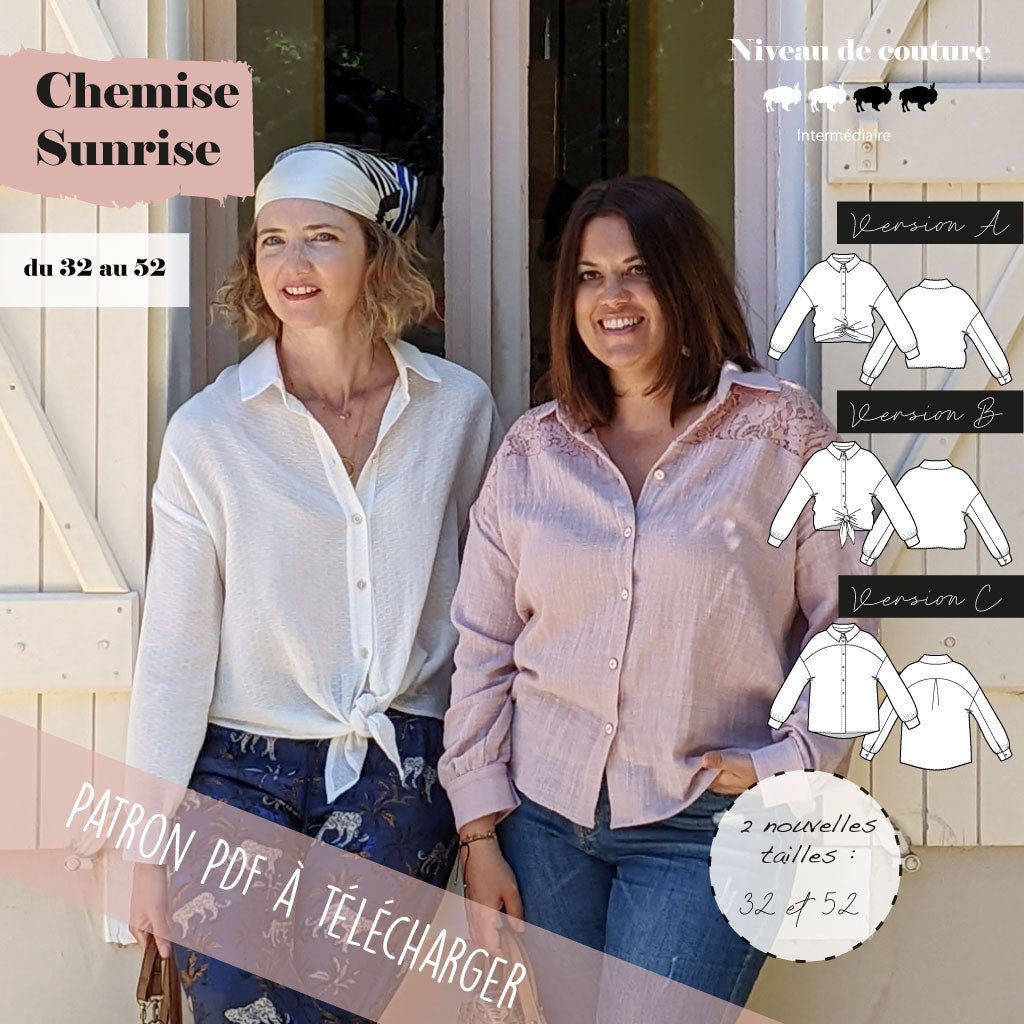 Patron Chemise Femme Sunrise Du 32 Au 52 Pdf Super Bison