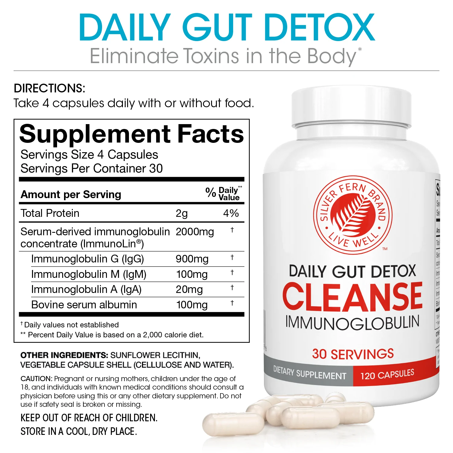 Cleanse Daily Gut Detox Immunoglobulins Igg To Eliminate Toxins Silver Fern Brand