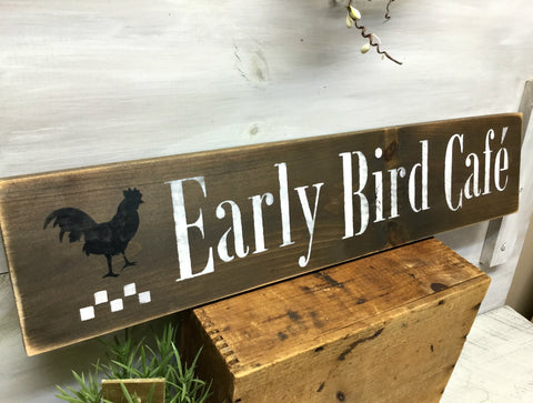 Early Bird Cafe Rustic Kitchen Decor Woodticks Wood N Signs