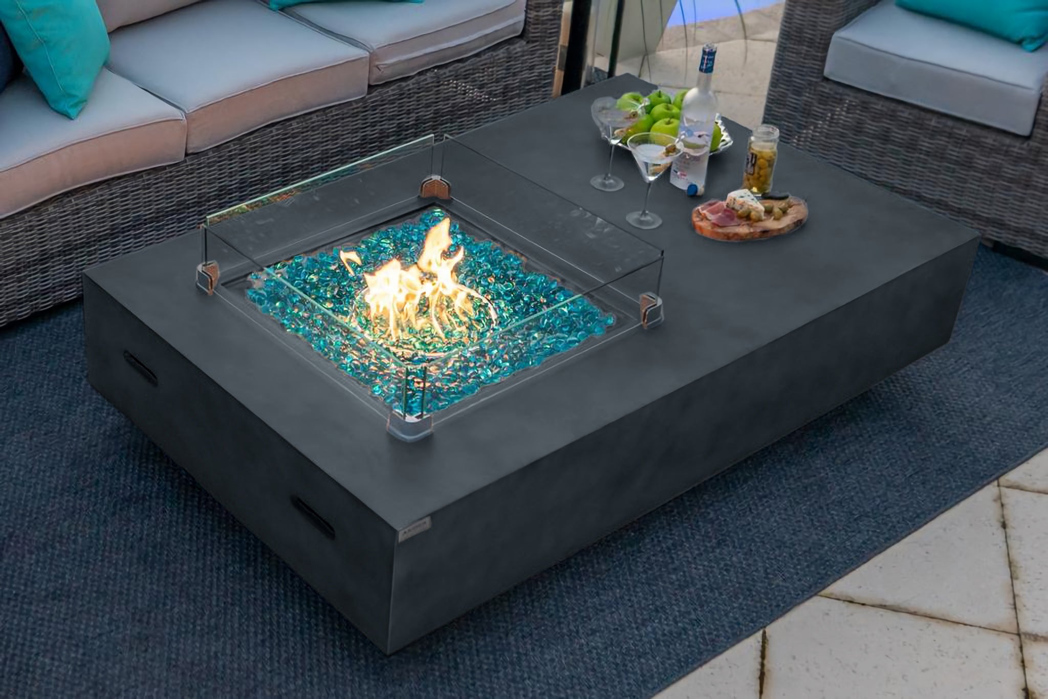 65 Rectangular Outdoor Propane Gas Fire Pit Table In Gray Shop4patio Com