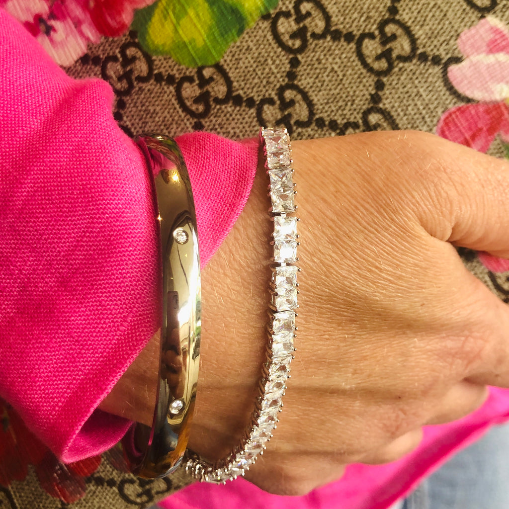 Platinum Plated Cubic Zirconia Tennis Bracelet Serendipity Designs