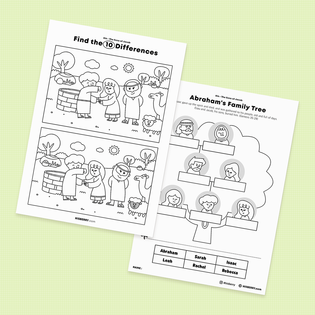 The Sons Of Jacob Bible Lesson Activity Worksheets For Kids Hisberry