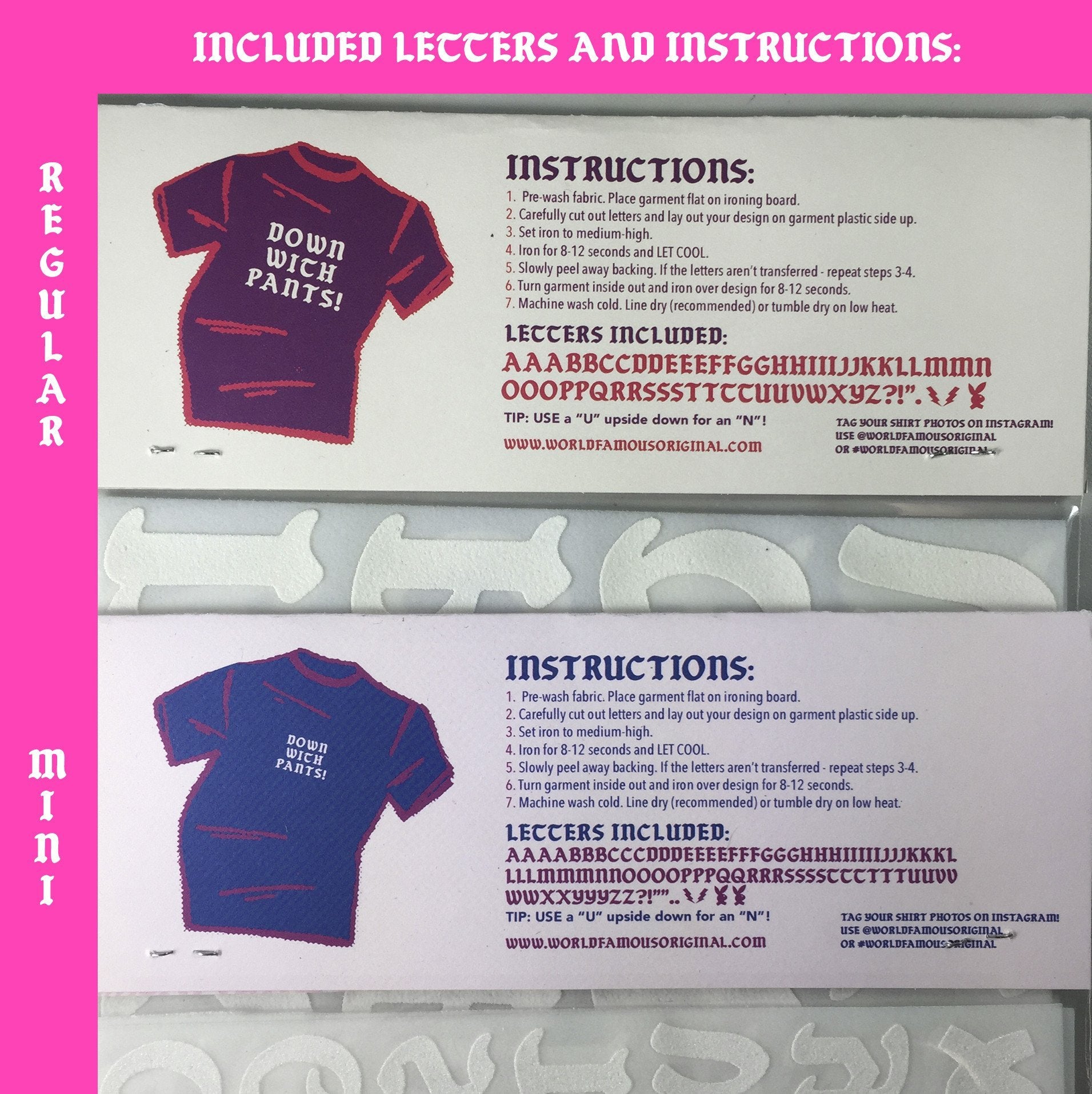 Iron On Flocked Letter Sets World Famous Original