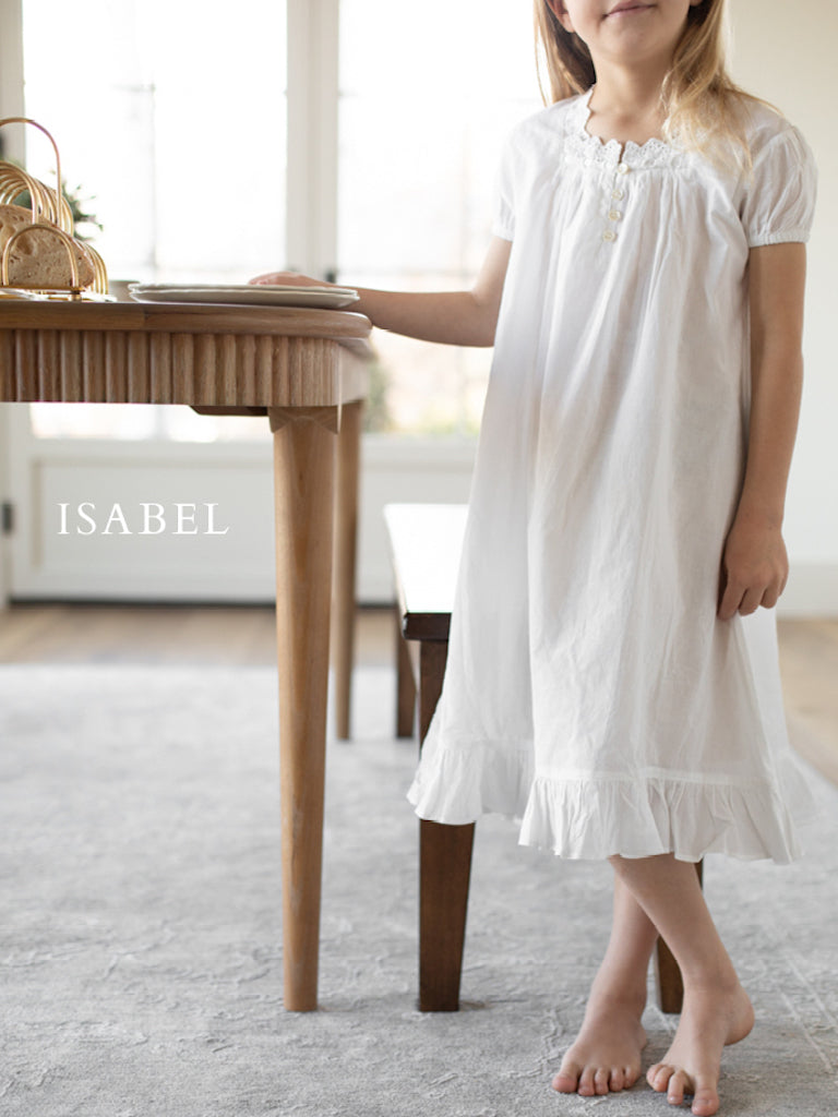 Girls White Cotton Nightgown Heirloom Art Co