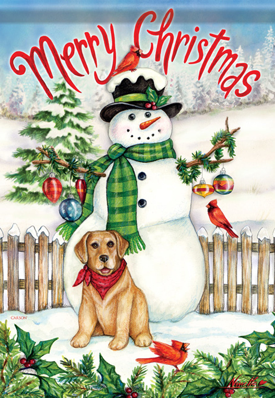 Snowman Dog Christmas Garden Flag Kc Collections