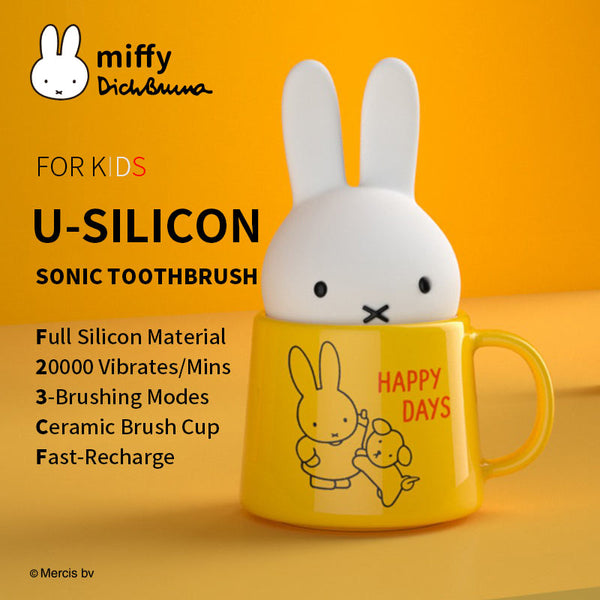 Miffy ミッフィー X Mipow U Silicon U Shape Ultrasonic Electric Toothbrush For Kids Ceramic Brush Mug Mipow X Miffy Nijntje ミッフィー 米菲