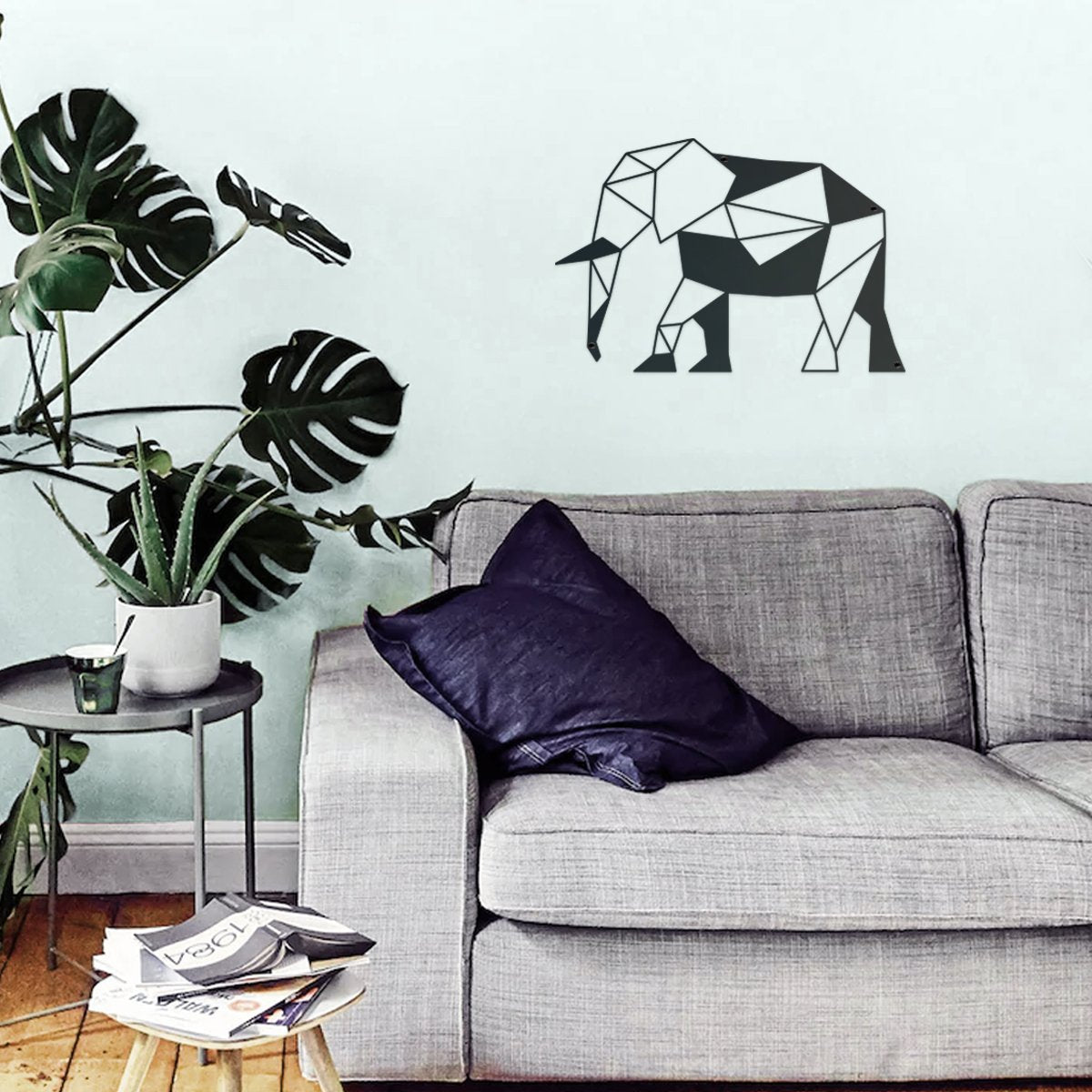 Elephant Wall Art Minimalist Geometric Style Easy Wall Mount