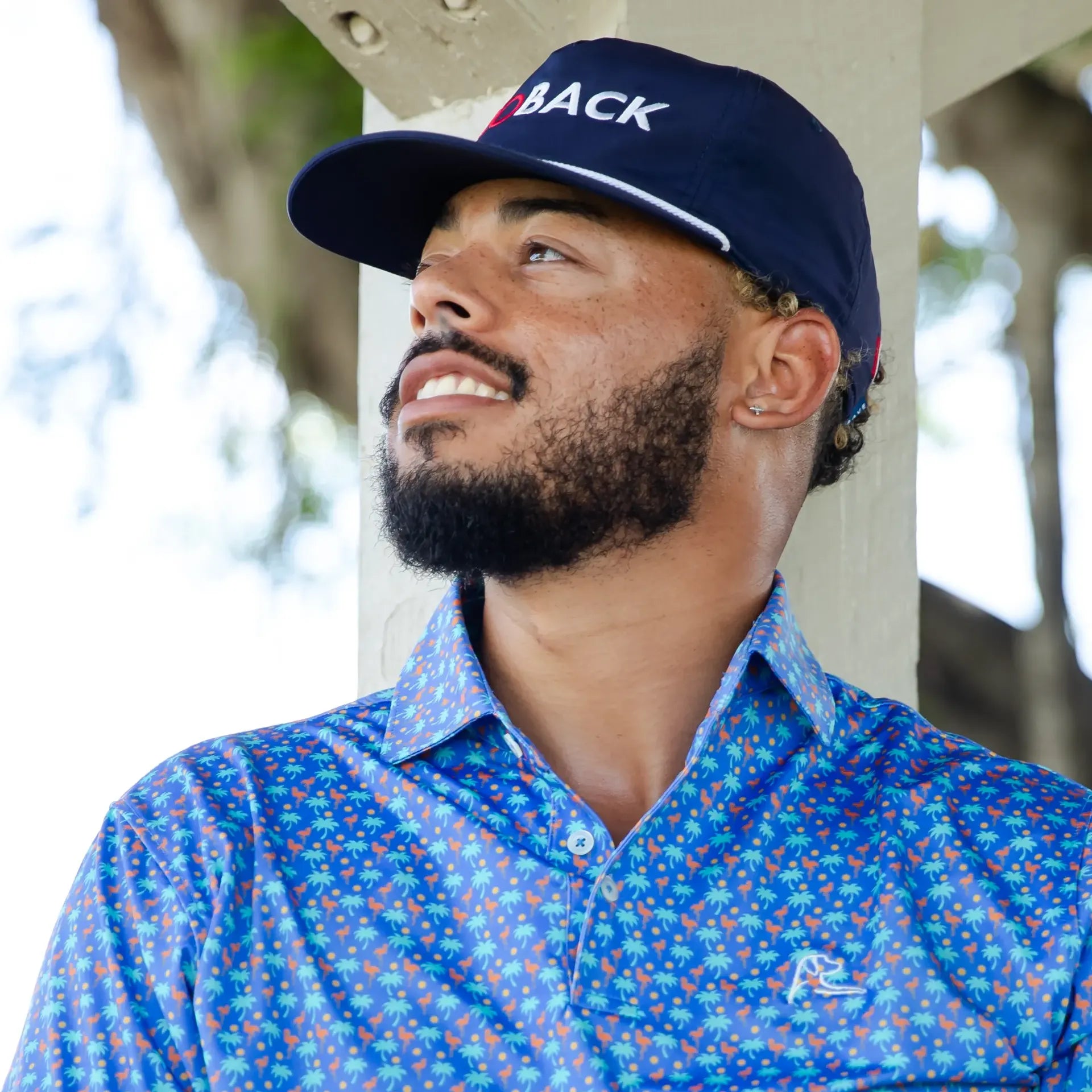 Trey Valentine wearing a Rhoback Polo