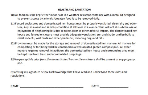 Continued chicken codes in a city like Nashville