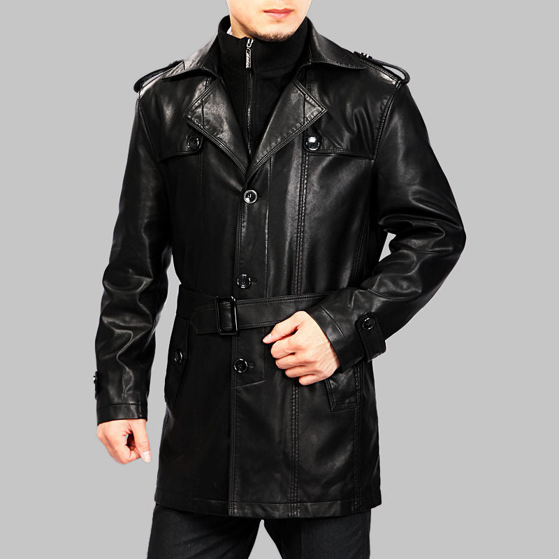 Koza Leathers Men S Genuine Lambskin Trench Coat Real Leather Jacket T