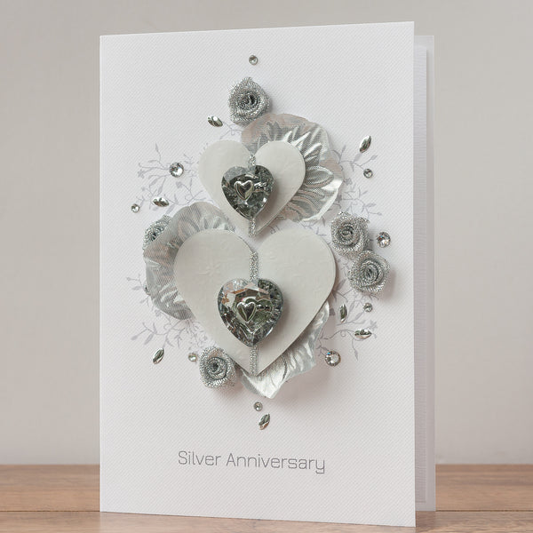 Luxury Boxed Anniversary Card Silver Wishes