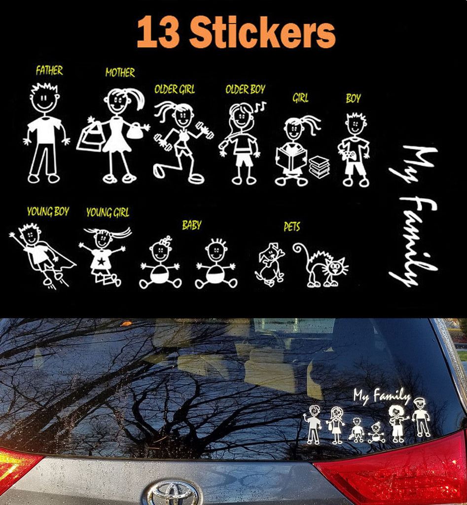 13 Stick Figures Collection 2 Value Package My Family Car Window Deca Totomo Us