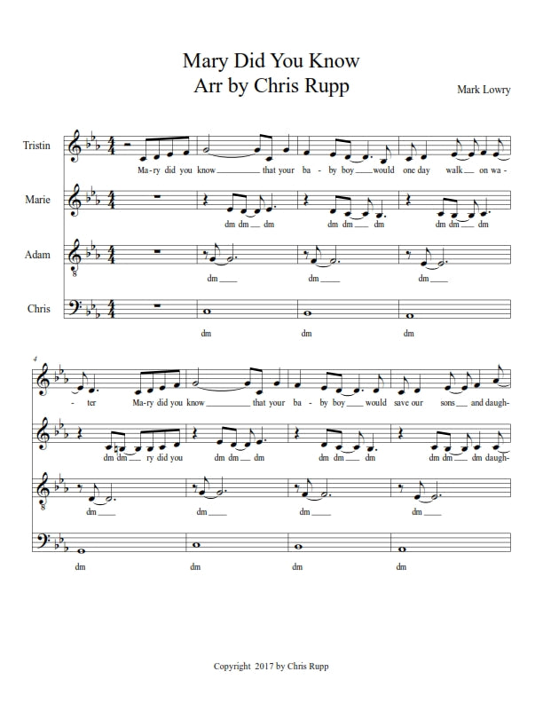 Mary Did You Know Sheet Music Chris Rupp Store