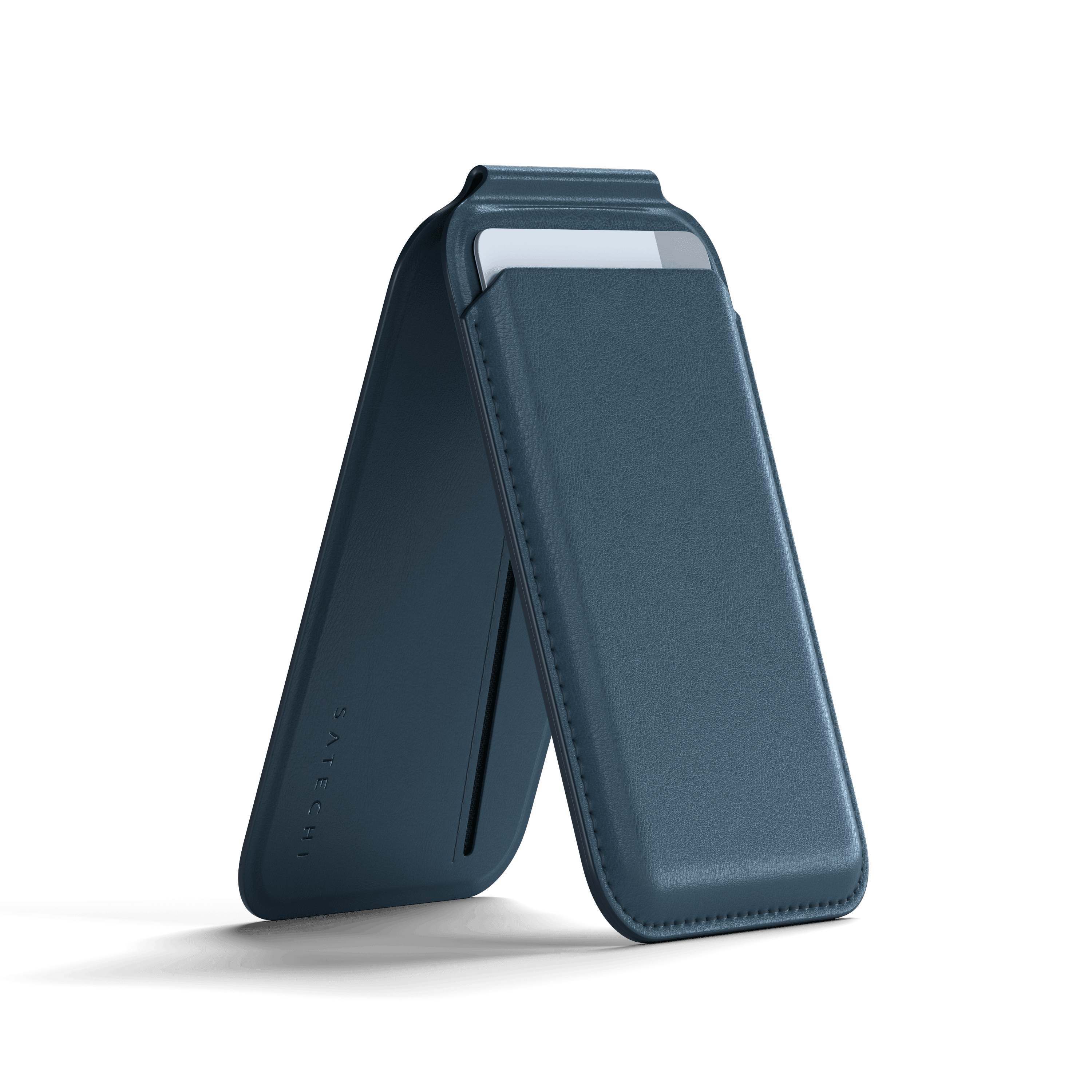 Vegan-Leather Magnetic Wallet Stand Satechi Dark Blue