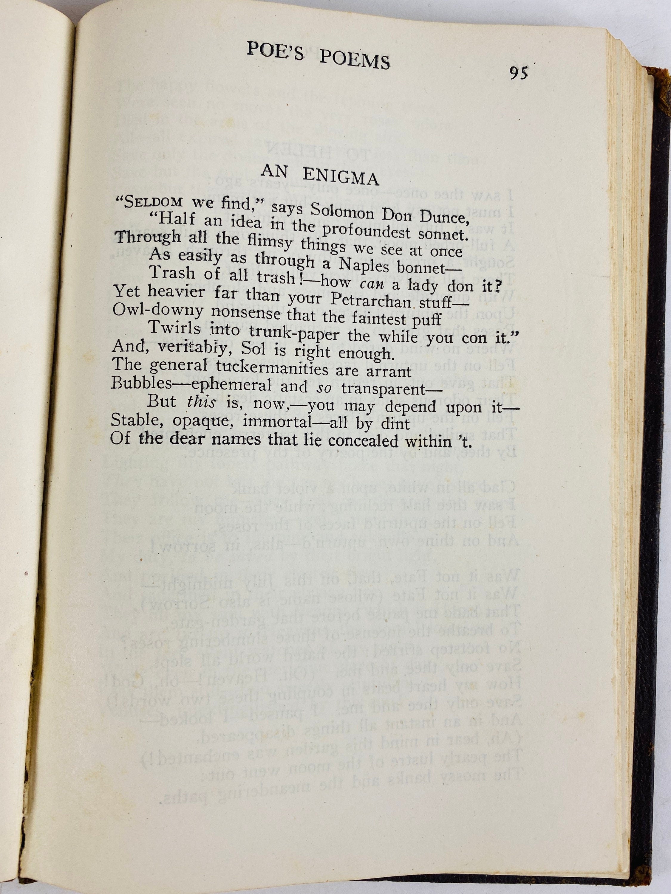 1922 Poe S Poems Vintage Edgar Allan Poe Brown Leather Poetry Book Tho Vintage Bookworms