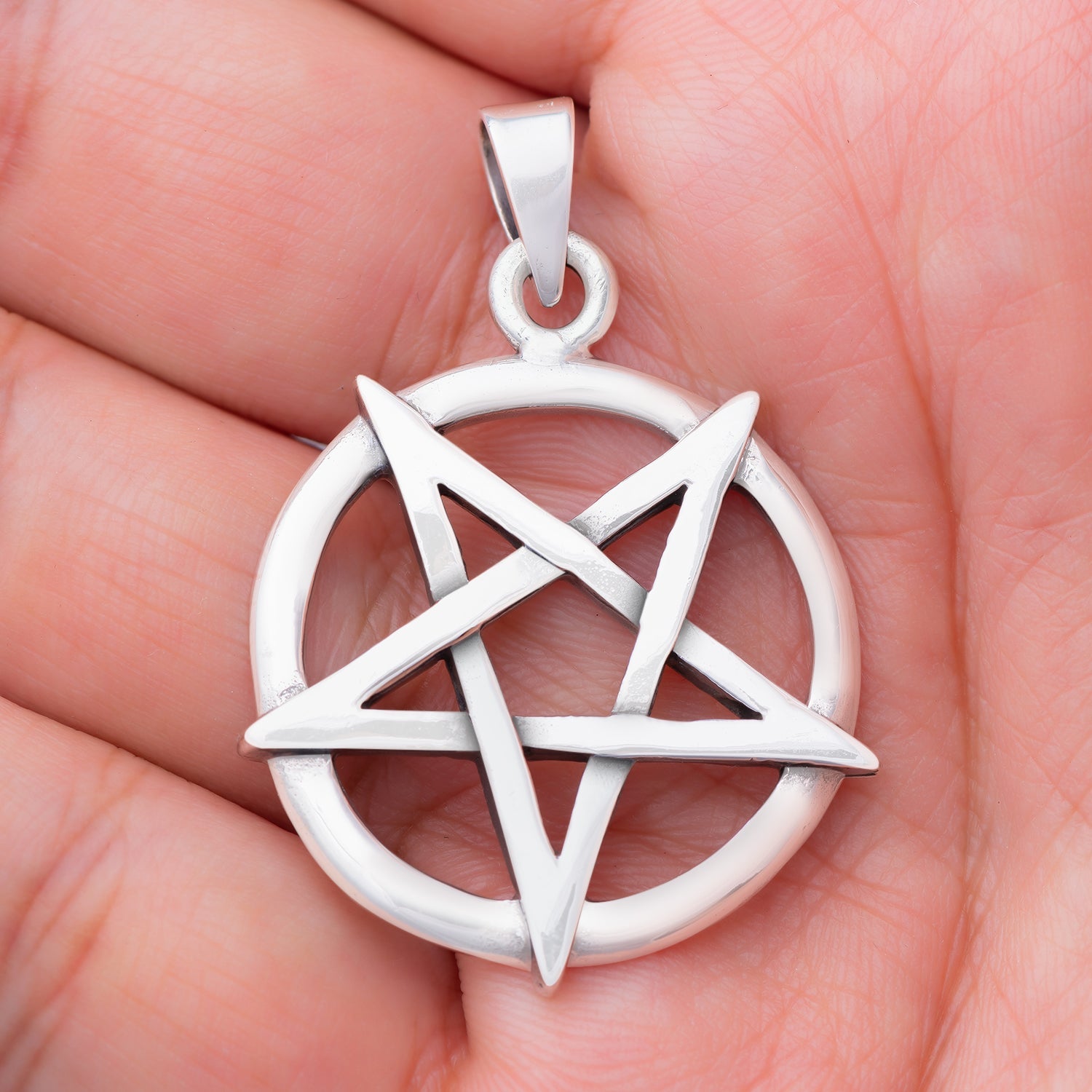 925 Sterling Silver Satanic Pendant With Pentagram Silvermania925