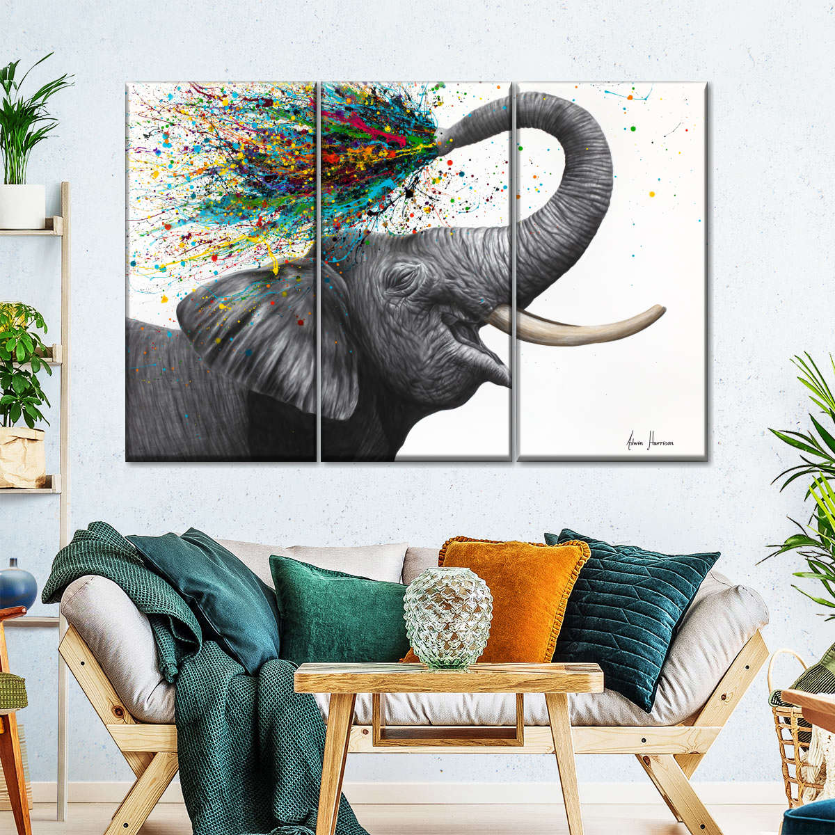 Elephant Elation Wall Art Painting By Ashvin Harrison