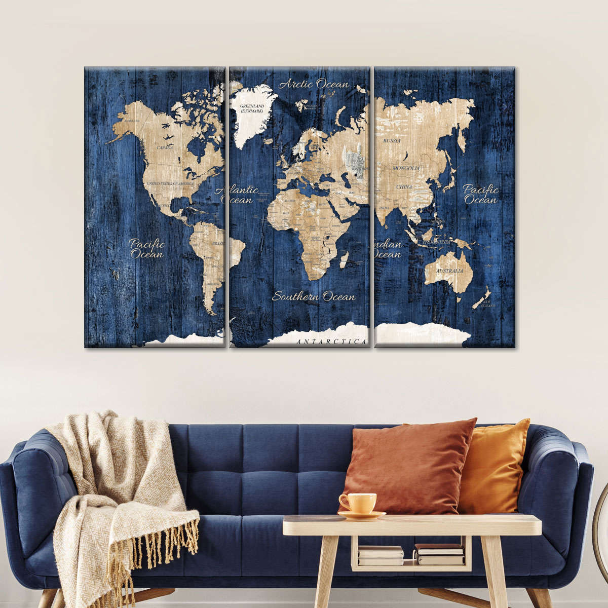 Wood Textured World Map Wall Art Digital Art