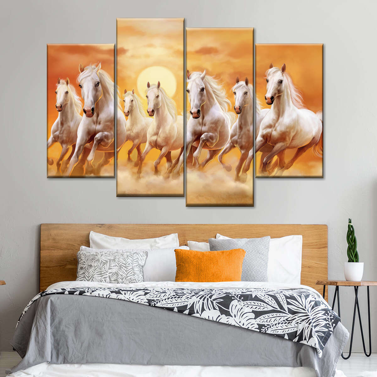 Seven Running Horses Wall Art Painting