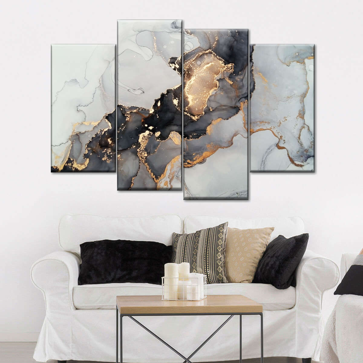Black And Gold Splash Wall Art Painting