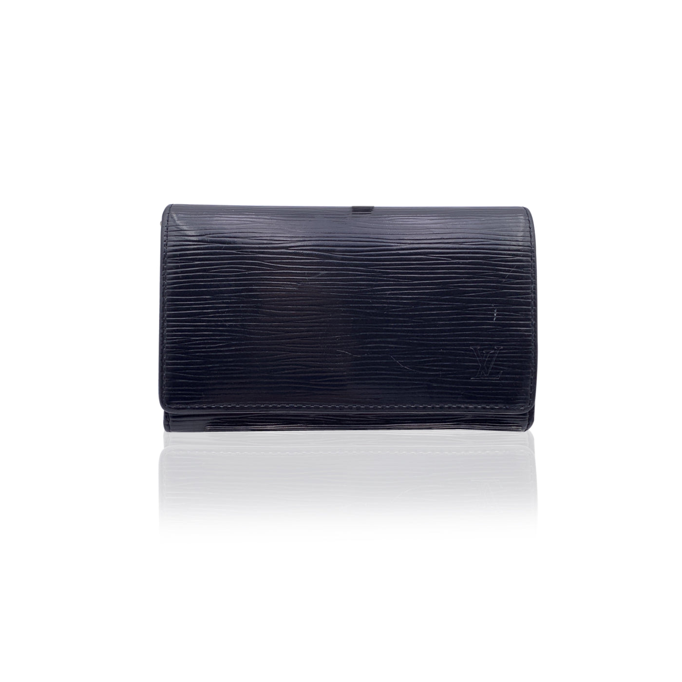 Louis Vuitton Black Epi Leather Porte Monnaie Tresor Wallet Opa Vintage